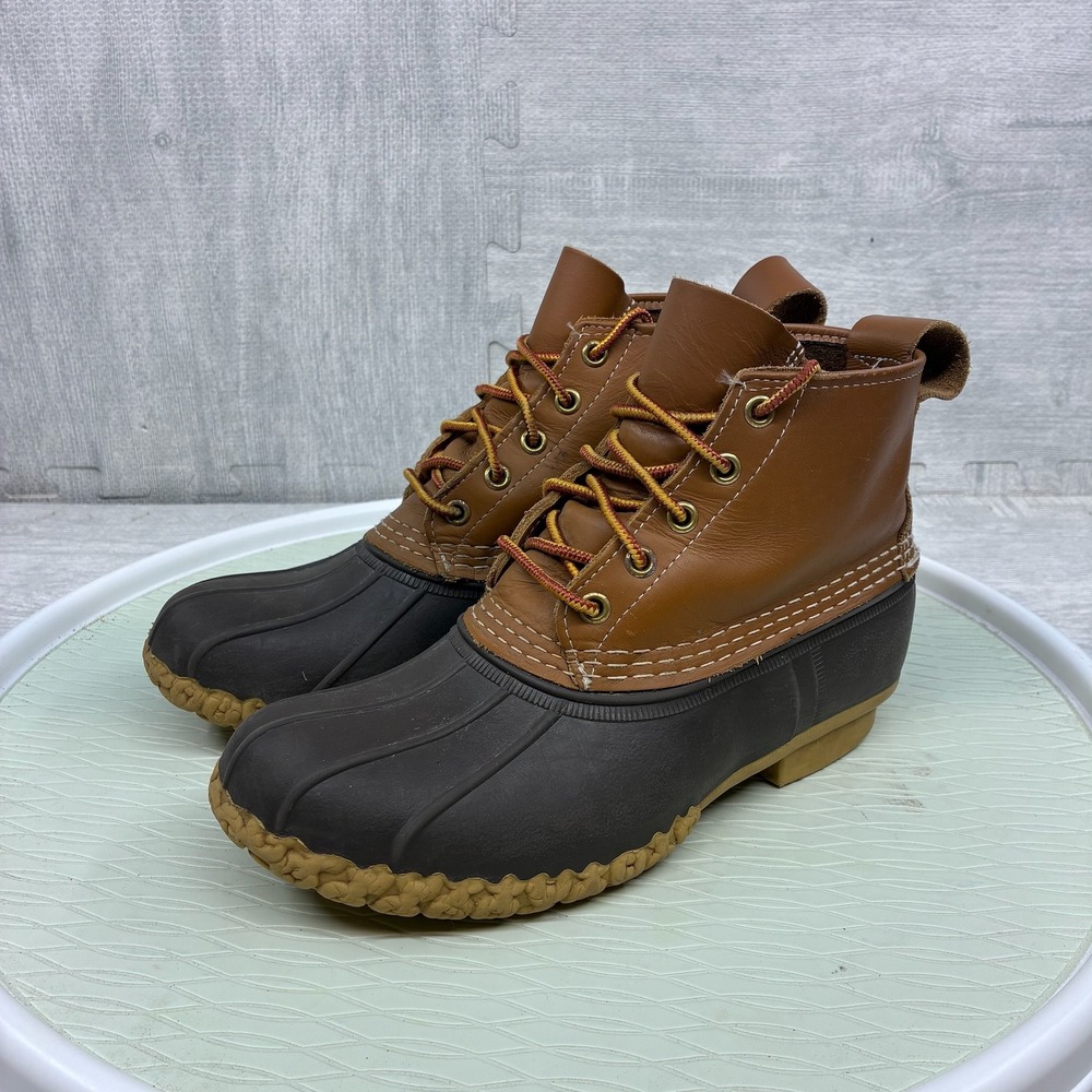 Vintage L.L. Bean Boots Duck Boots Mens 7 Brown Leather Waterproof Made in USA